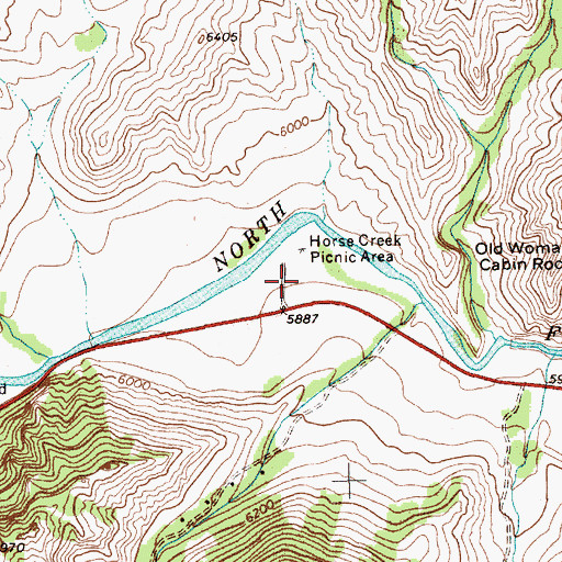Topographic Map of Horse Creek Camp Ground, WY