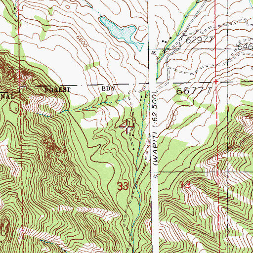 Topographic Map of Green Creek Summer Homes, WY