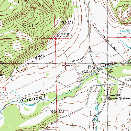 Topographic Map of North Crandall Trailhead, WY