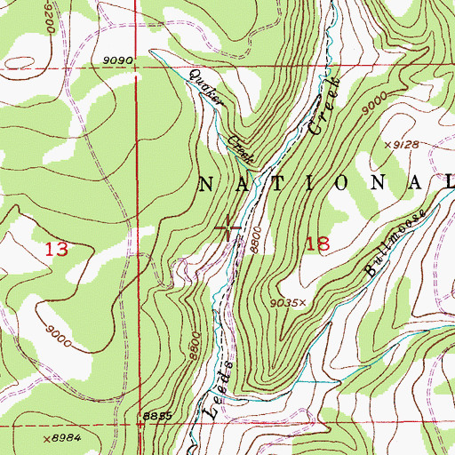 Topographic Map of Leeds Creek Trail, WY
