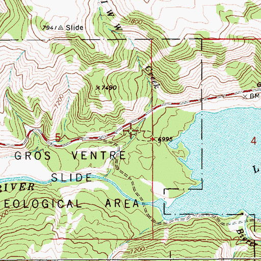 Topographic Map of Gros Ventre Overlook, WY