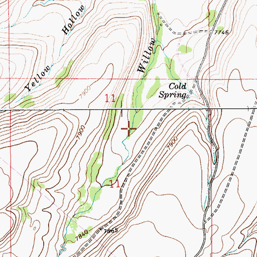 Topographic Map of Cold Spring, WY