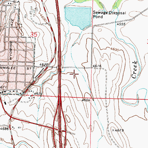 Topographic Map of KBBS-AM (Buffalo), WY