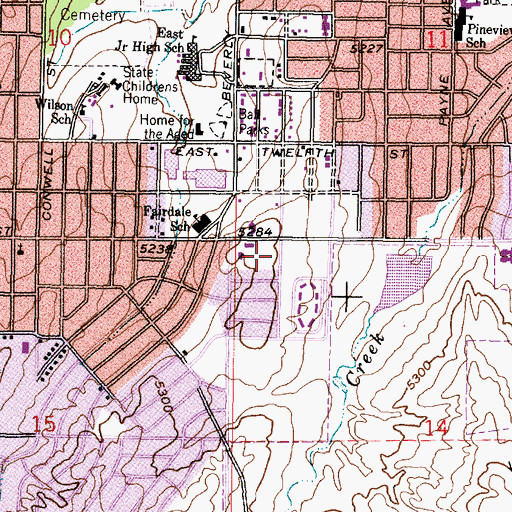Topographic Map of KVOC-AM (Casper), WY