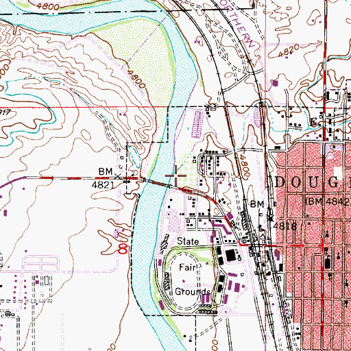 Topographic Map of KWIV-AM (Douglas), WY