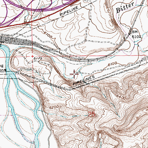 Topographic Map of KUGR-AM (Green River), WY
