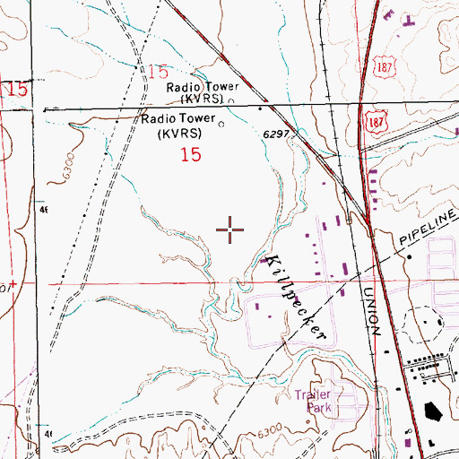 Topographic Map of KRKK-AM (Rock Springs), WY