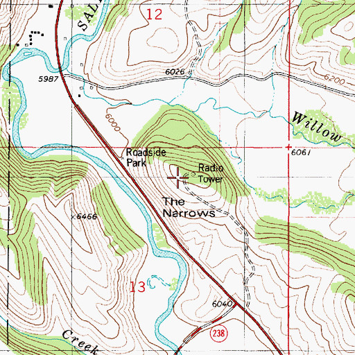Topographic Map of KRSV-FM (Afton), WY