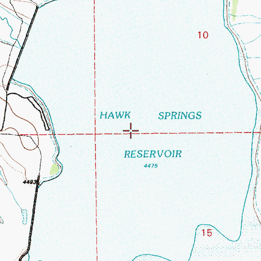 Topographic Map of Hawk Springs Reservoir, WY