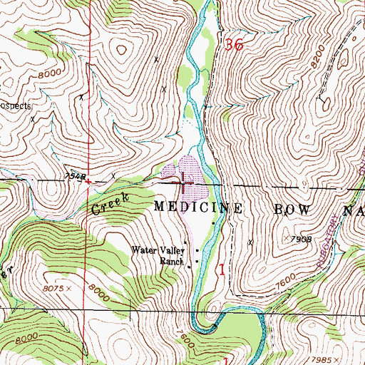 Topographic Map of Water Valley Fish and Recreation Pond, WY