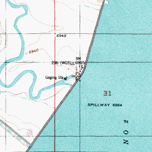 Topographic Map of Wheatland Reservoir Number 2, WY