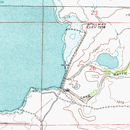 Topographic Map of Lake Hattie, WY