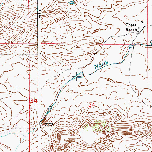 Topographic Map of Robert Grant Reservoir, WY
