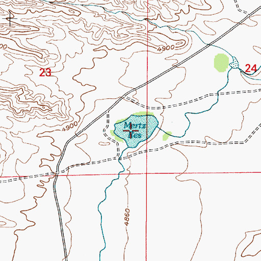 Topographic Map of Mertz Reservoir, WY
