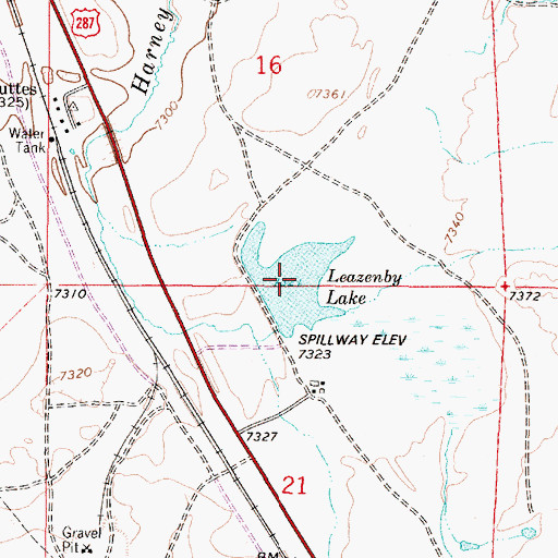Topographic Map of Hundred Springs Reservoir, WY