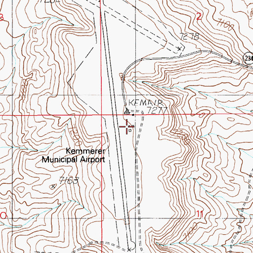 Topographic Map of Kemmerer Municipal Airport, WY