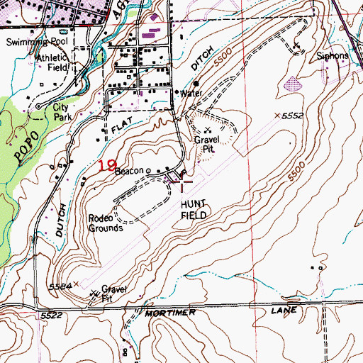 Topographic Map of Hunt Field, WY