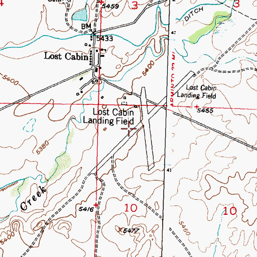 Topographic Map of Lost Cabin Airport (historical), WY