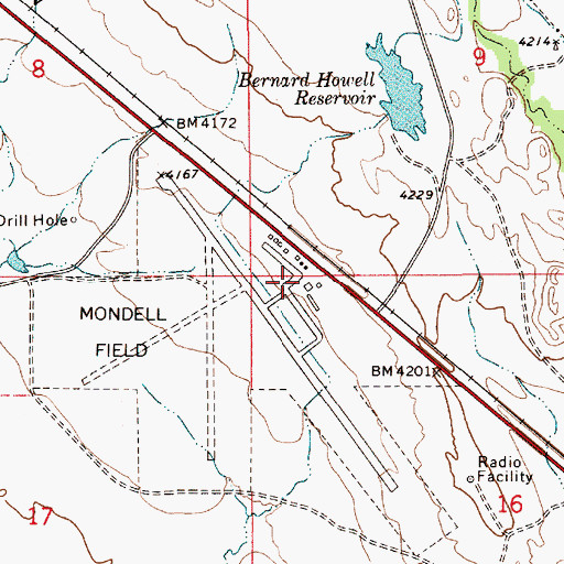 Topographic Map of Mondell Field, WY