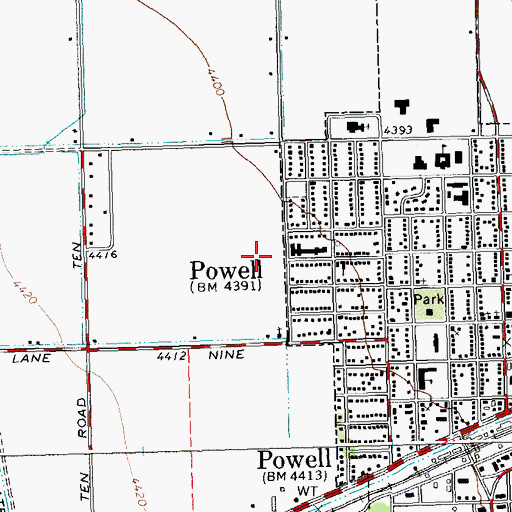 Topographic Map of Powell Hospital Heliport, WY