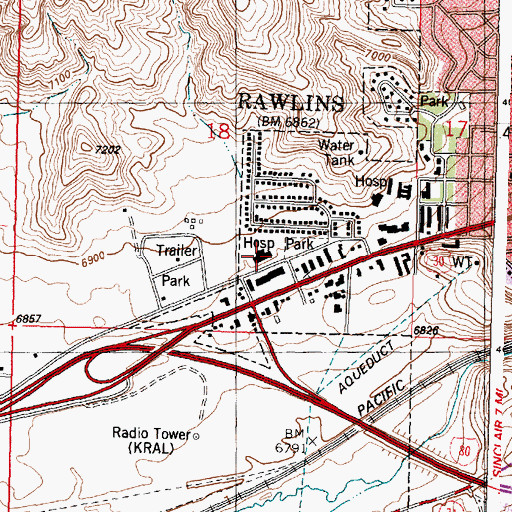 Topographic Map of Memorial Hospital Heliport, WY