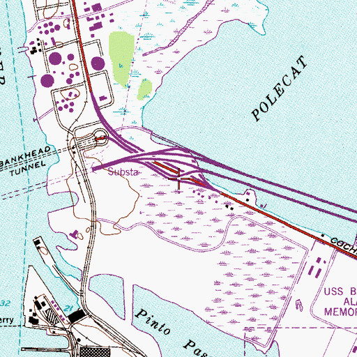 Topographic Map of WIXO-AM (Mobile), AL