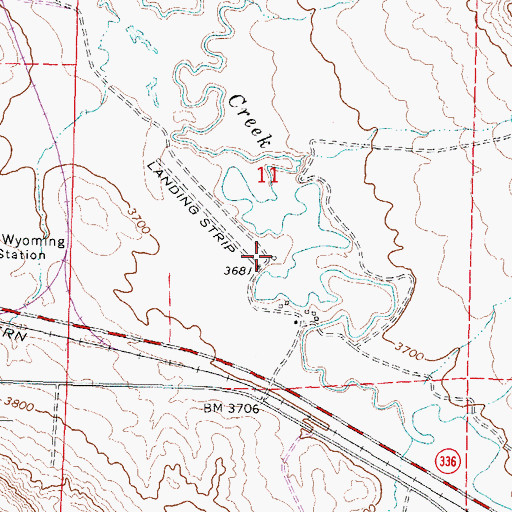 Topographic Map of Symons Airport, WY