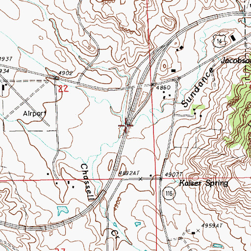 Topographic Map of Schloredt Airport (historical), WY