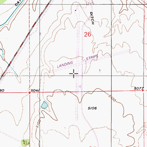 Topographic Map of Two Bar Ranch Airport, WY