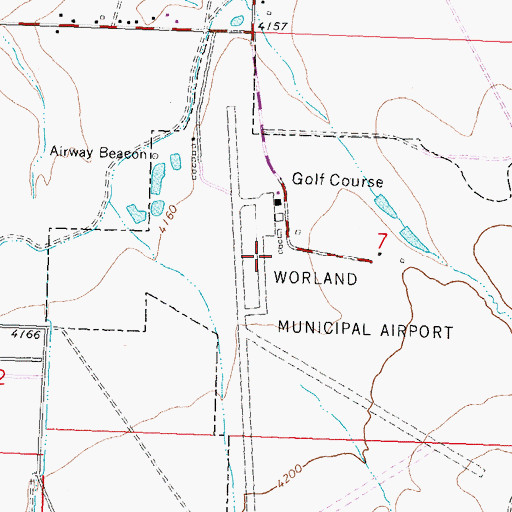 Topographic Map of Worland Municipal Airport, WY