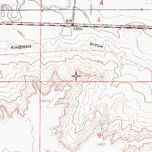 Topographic Map of KMUS-FM (Burns), WY