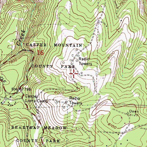 Topographic Map of KCSP-FM (Casper), WY