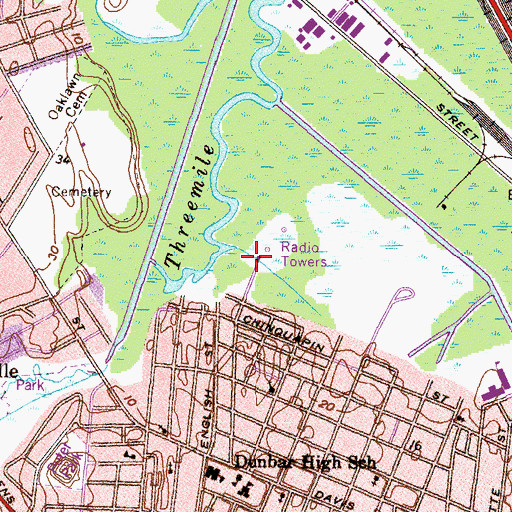 Topographic Map of WGOK-AM (Mobile), AL