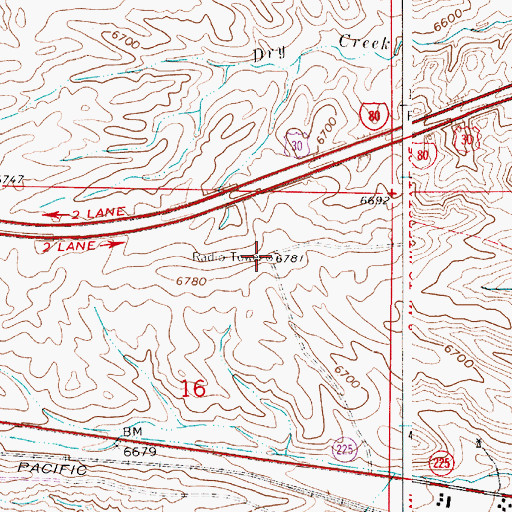 Topographic Map of KKAZ-FM (Cheyenne), WY