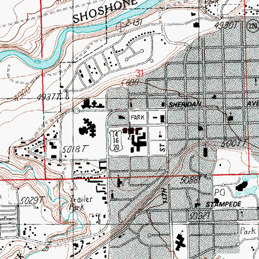 Topographic Map of KYDZ-FM (Cody), WY