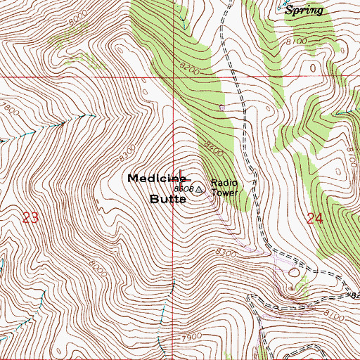 Topographic Map of KOTB-FM (Evanston), WY