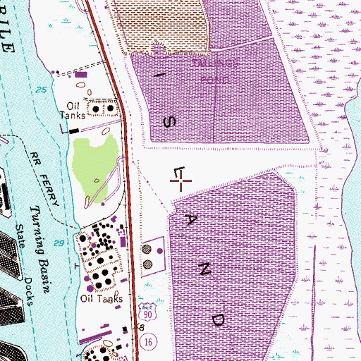 Topographic Map of WWAX-AM (Mobile), AL