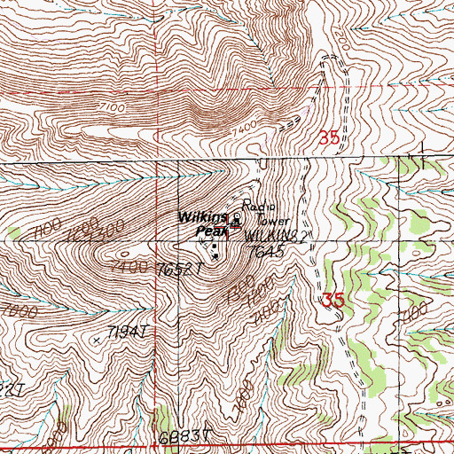 Topographic Map of KYCS-FM (Rock Springs), WY