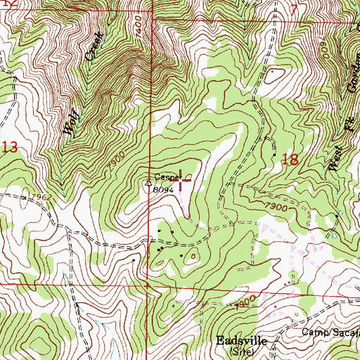 Topographic Map of KGWC-TV (Casper), WY