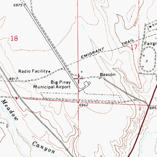 Topographic Map of Miley Memorial Field, WY