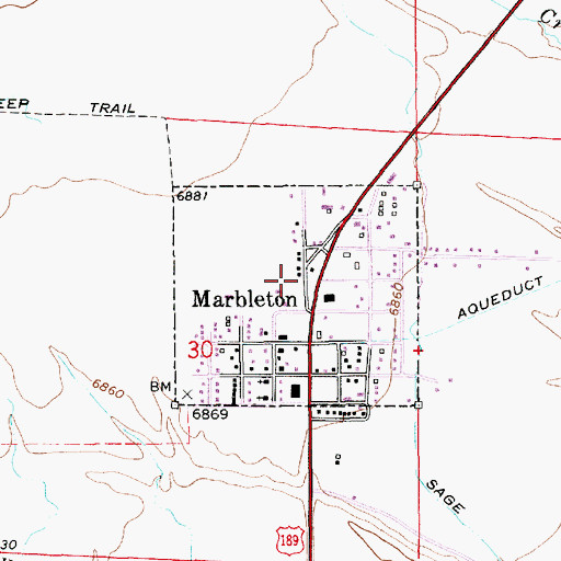 Topographic Map of Marbleton Big Piney Clinic Heliport, WY
