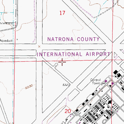 Topographic Map of Casper/Natrona County International Airport, WY