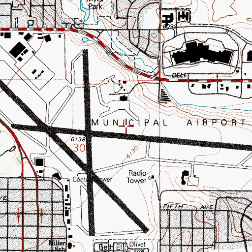 Topographic Map of Cheyenne Echo Heliport, WY