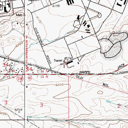 Topographic Map of Francis E Warren Air Force Base Heliport, WY