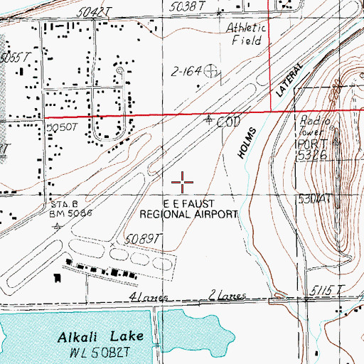 Topographic Map of Yellowstone Regional Airport, WY