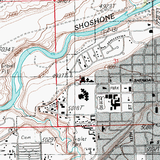 Topographic Map of West Park Hospital Heliport, WY