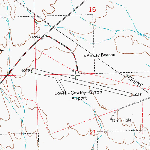 Topographic Map of North Big Horn County Airport, WY