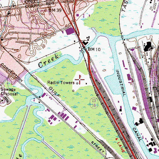 Topographic Map of WKRG-AM (Mobile), AL