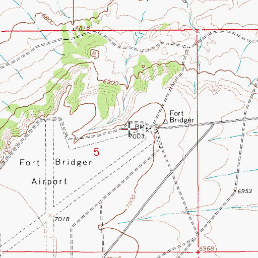 Topographic Map of Fort Bridger Airport, WY