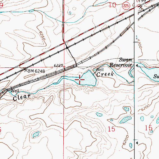Topographic Map of Clear Creek Reservoir, WY